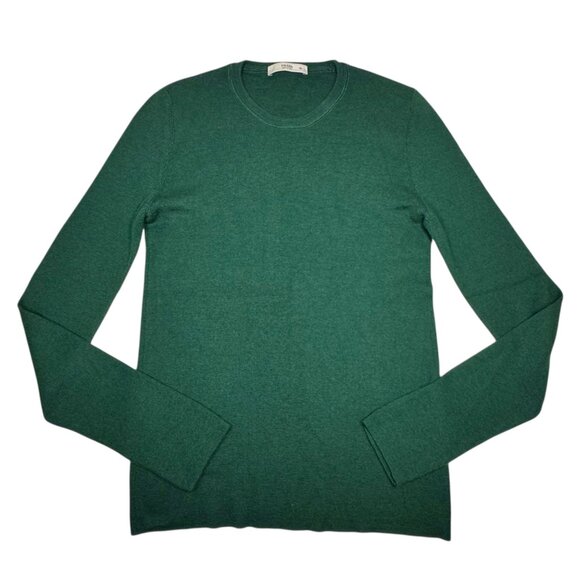 VTG Prada Silk Cashmere Sweater SZ M Green Crewneck Fitted Minimalist Designer - Picture 1 of 11
